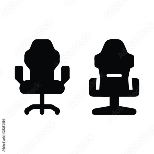 Gaming and office chair silhouette vector icon set