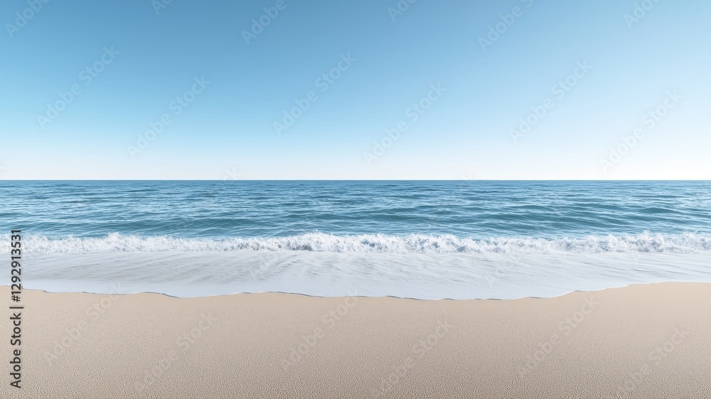 Serene beach landscape with gentle waves and clear skies, perfect for a peaceful and relaxing atmosphere. Serene beach landscape with gentle waves and clear skies, perfect for a peaceful and relaxing atmosphere.