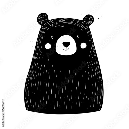 Charming stylized bear illustration with a simplified playful design and a monochromatic color scheme A friendly appealing character