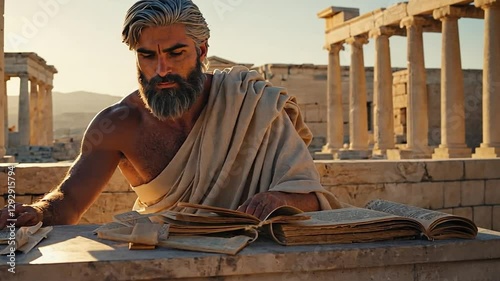 Greek Philosopher in an Ancient Temple