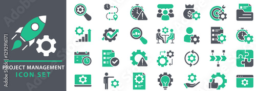 Project management icon collection. Time management and planning concept. Vector icon set.
