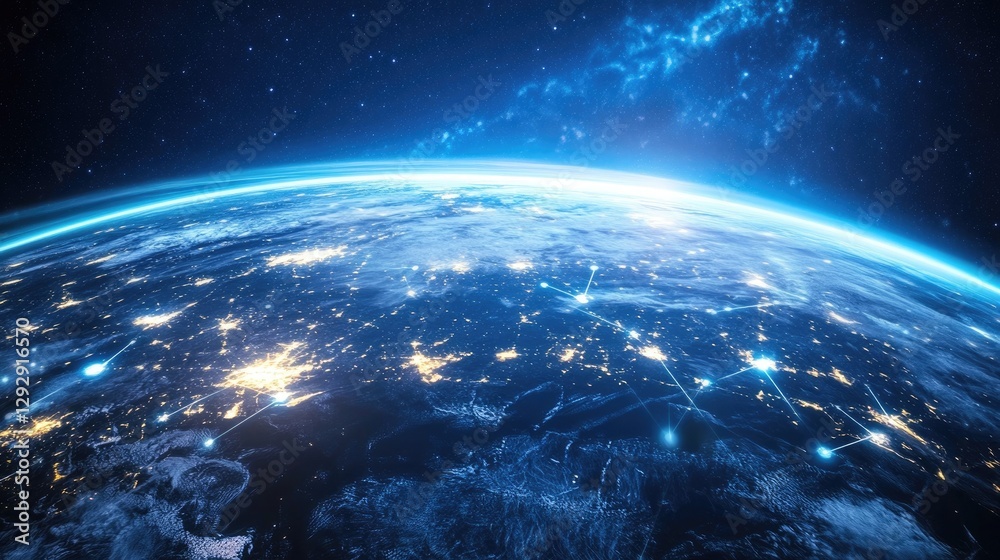 Fototapeta premium Global Network, Earth's Interconnectedness