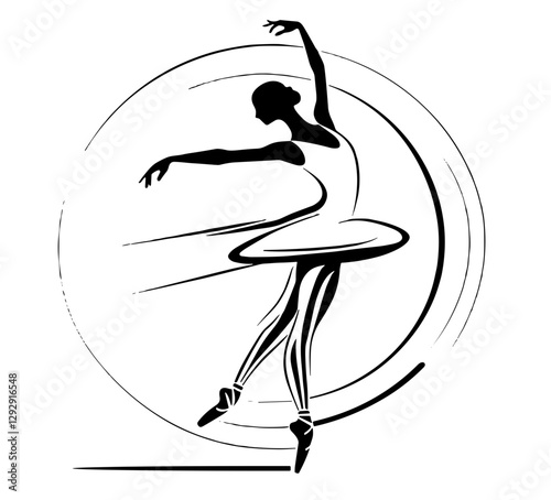 Elegant ballet dancer gracefully performing a spin in a dynamic pose on a clean white background, vector