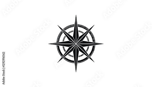 Detailed compass rose design symbolizing direction and navigation on a white background,vector