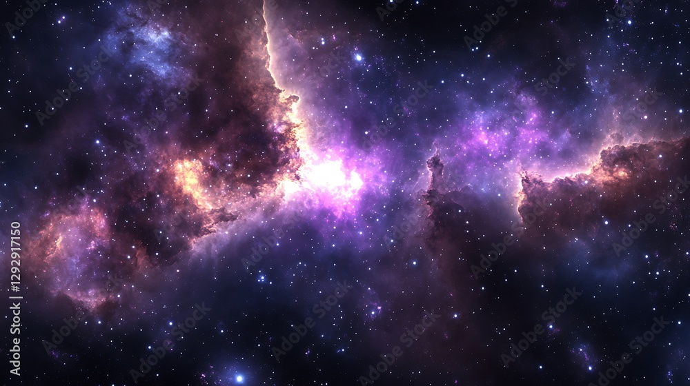 Fototapeta premium Cosmic Nebula Glowing Stars Interstellar Dust Cloud