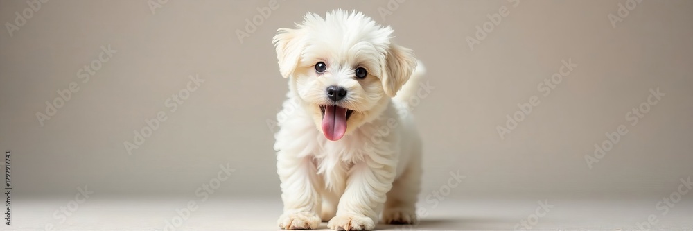Adorable bichon frise puppy with fluffy white fur looking playful and curious, playful, friendly, animal