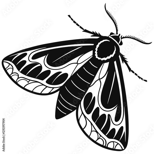 A high-contrast black silhouette of a  against a moth TRANSPARENT BACKGROUND PNG VECTOR