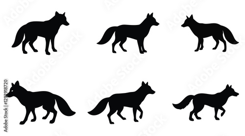 Fox Silhouette Vector - Wild Animal Icon Set