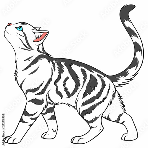 Realistic full-body American Shorthair cat on a white background