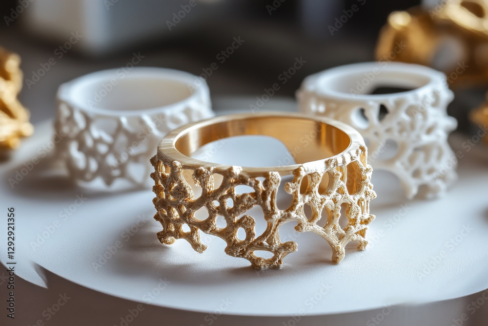 Custom jewelry pieces crafted using a 3D printer Custom jewelry pieces crafted using a 3D printer