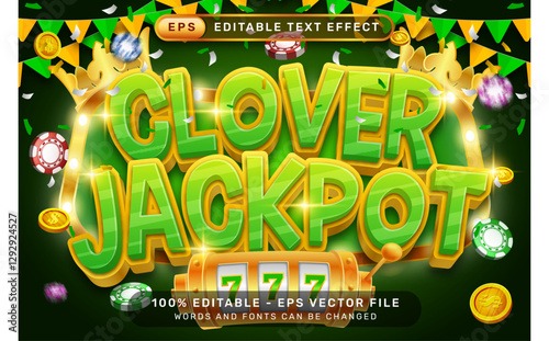 clover jackpot 3d text effect and editable text effect whit st patrick's day element