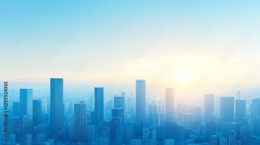 A stunning skyline at dawn showcasing modern skyscrapers against a serene blue sky. A stunning skyline at dawn showcasing modern skyscrapers against a serene blue sky.