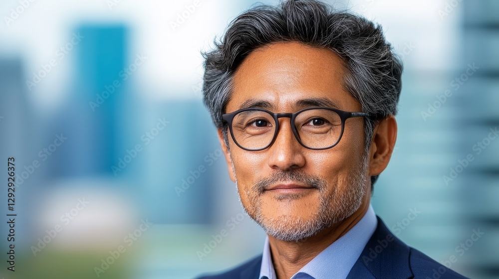 Confident businessman smiles while looking at the camera in a modern city. Confident businessman smiles while looking at the camera in a modern city.