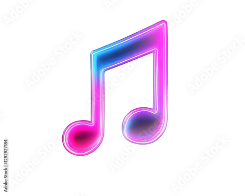 Vibrant Glowing Neon Music Note in Radiant Magenta and Cyan