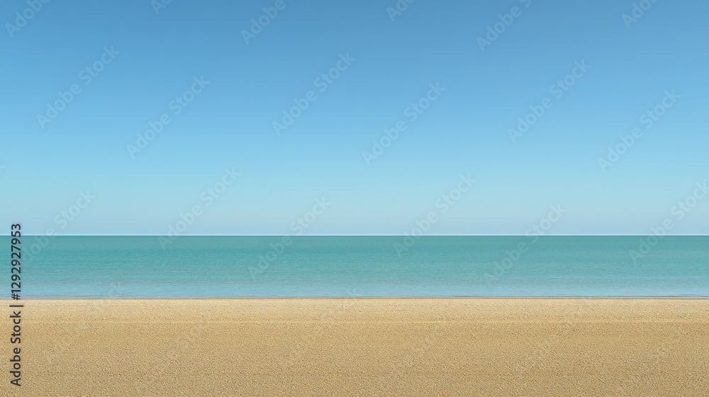Fototapeta premium Calm ocean beach, clear sky, summer vacation background