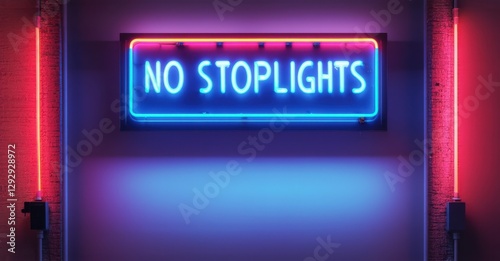 Neon sign no stoplights empty city streets glowing road signs leading nowhere bright colorful realistic photo photo