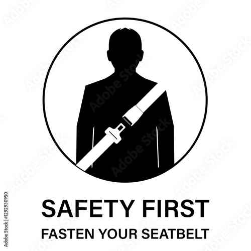 Safety Seat Belt. Car Seat Belt. Fasten Your Seat Belt. Safety First and Drive Safety Concept. Vector Illustration. 