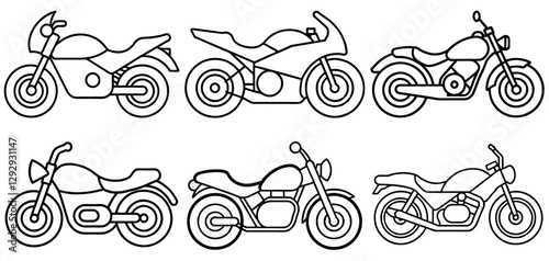 motorcycle Outline Coloring Page Printable Line Art Drawing