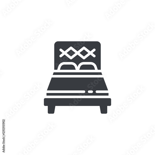 Bed with a headboard and pillows vector icon