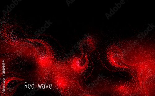 Isolated illustration of red shade, wavy tinsel fog, design component.