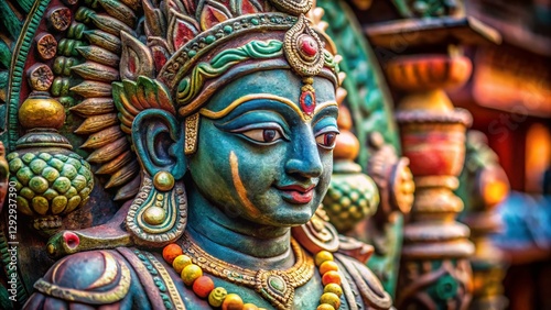 Wallpaper Mural Ancient Hindu Deity Statue,  Ornate Carving, Religious Symbol,  India, Spiritual Torontodigital.ca