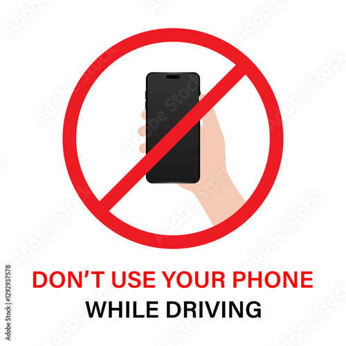 Do Not Use Phone While Driving. Careless and Dangerous Driving Behavior. Vector Illustration. 