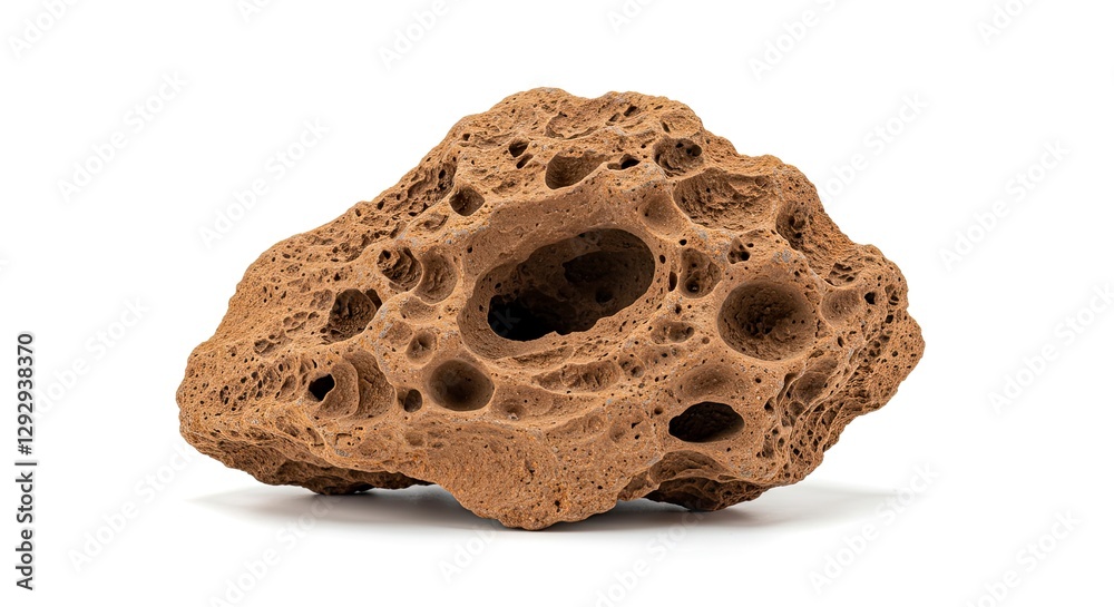 Porous Rock Formation Isolated on White Background with Interesting Texture Porous Rock Formation Isolated on White Background with Interesting Texture