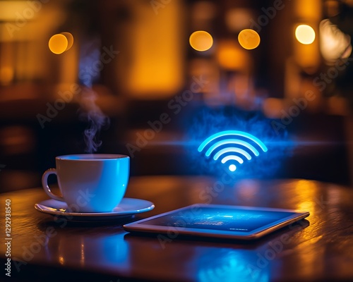 Cafe WiFi Tablet & Coffee