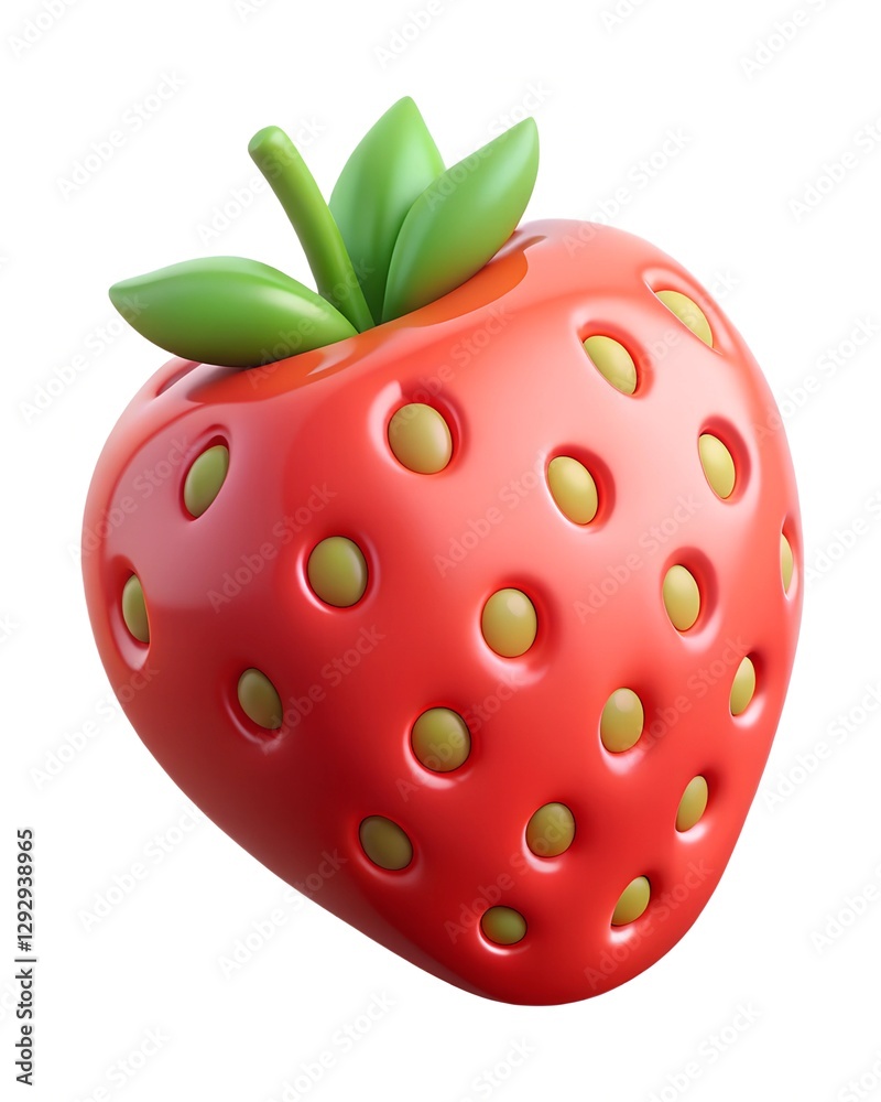 Fototapeta premium Strawberry 3D render icon isolated on white background