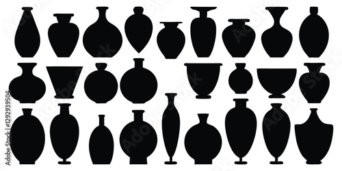 Black silhouette collection of vases set
