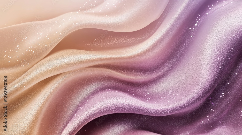 Obraz premium Ethereal Silk: This image presents a close-up view of flowing, shimmering silk fabric, its surface rippling with gentle waves and reflecting light.