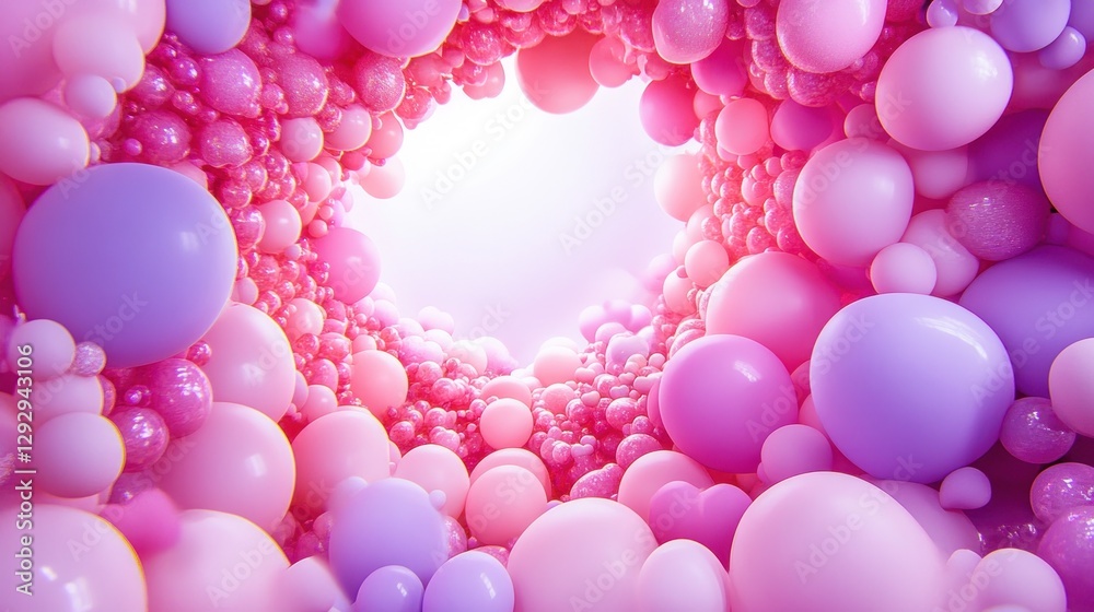 Pink purple balloons heart-shaped hole studio backdrop Pink purple balloons heart-shaped hole studio backdrop
