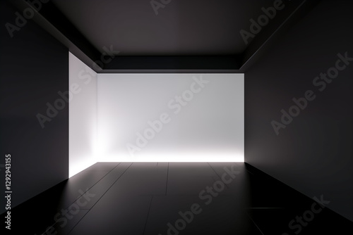 Wallpaper Mural A modern minimalist interior with contrasting black and white hues and subtle lighting. Torontodigital.ca