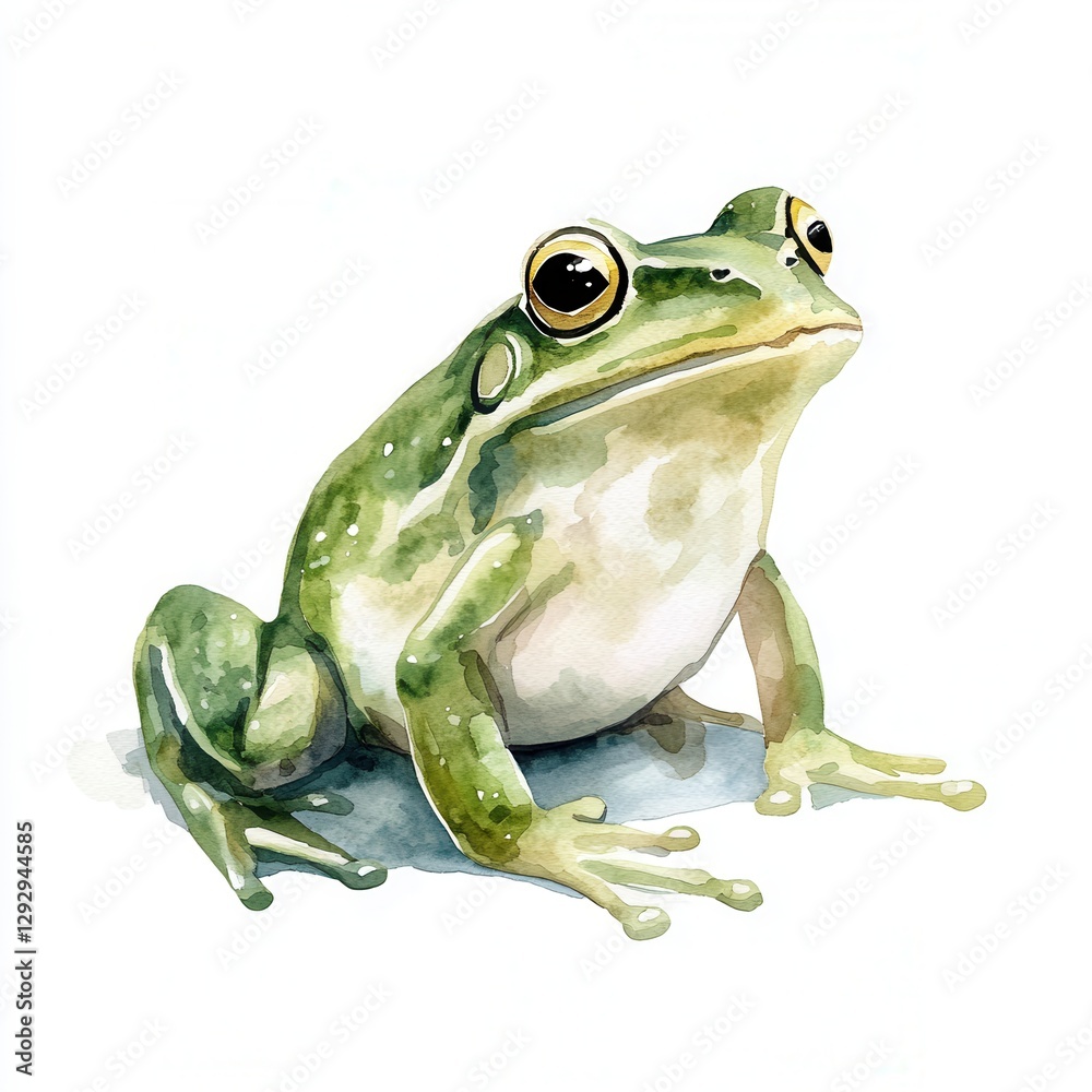 Obraz premium Watercolor Amphibian Portrait On White Background