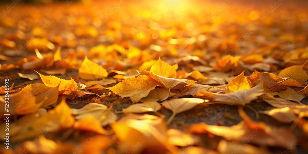 Autumn Background: Long Exposure of Yellow Dried Leaves on Ground