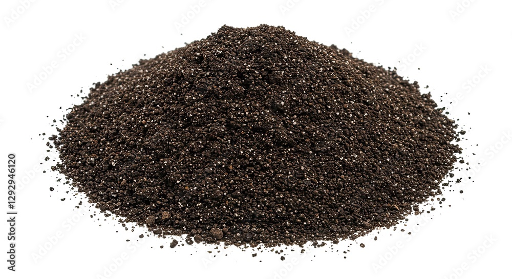 Pile of Dark Soil or Dirt on White Background for Gardening Pile of Dark Soil or Dirt on White Background for Gardening