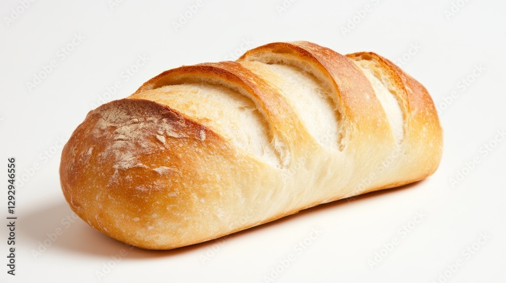 Fresh loaf of bread, studio shot, white background Fresh loaf of bread, studio shot, white background