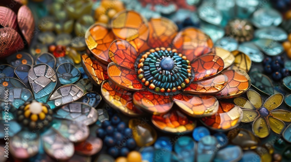 Fototapeta premium Colorful Decorative Flowers in Artistic Craft Design for Leisure Activities