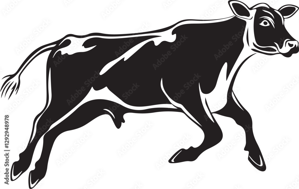 Obraz premium Bounding Bovine: The Lively Leap of a Cow 