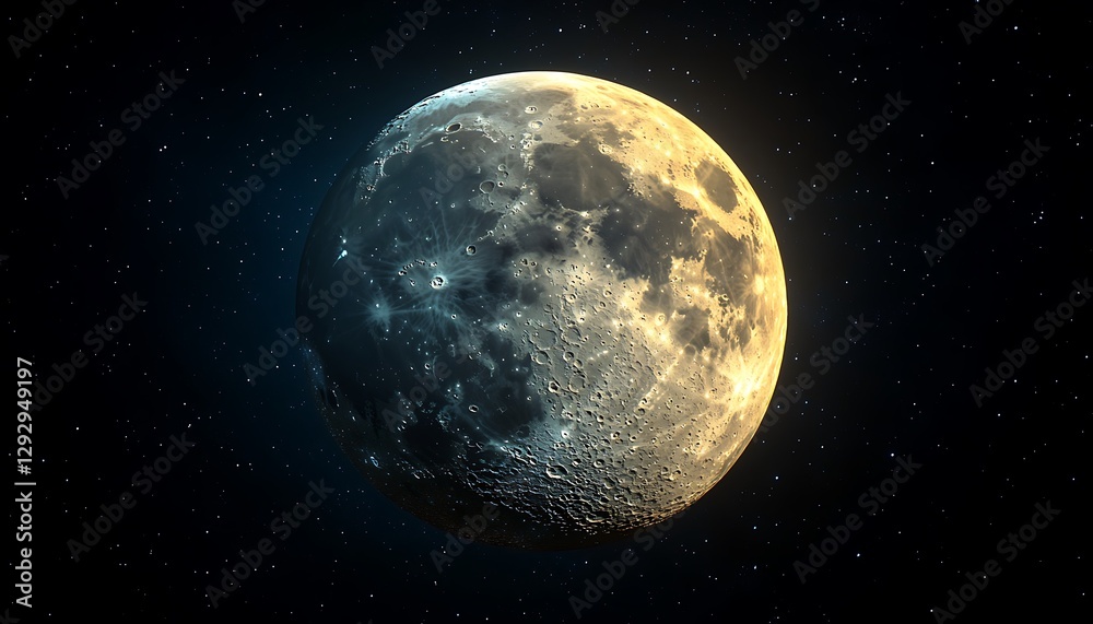A glowing moon floating in the vast expanse of space A glowing moon floating in the vast expanse of space