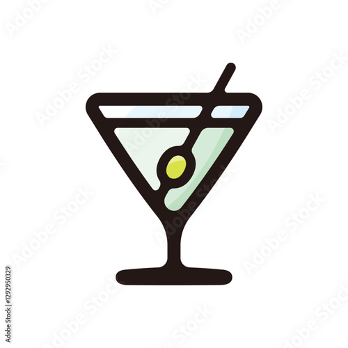 Cocktail illustration icon.Simple vector outline, clipart for graphic design.