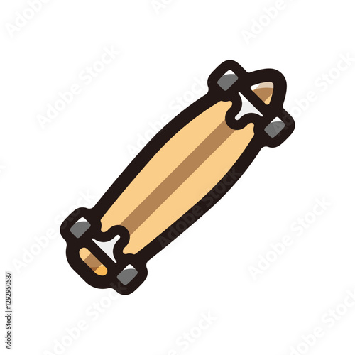 Longboard illustration icon.Simple vector outline, clipart for graphic design.