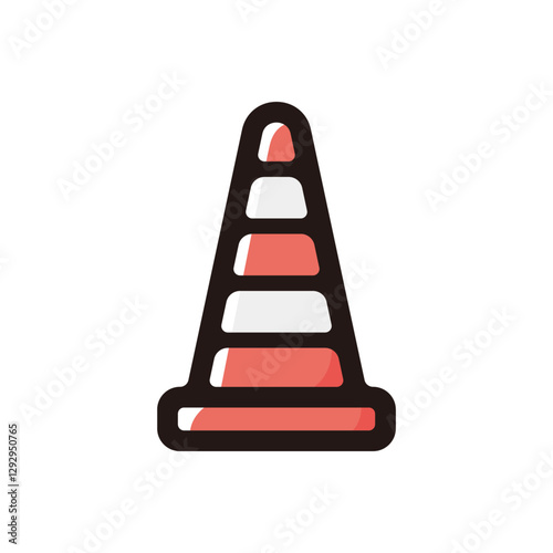 Traffic cone illustration icon.Simple vector outline, clipart for graphic design.