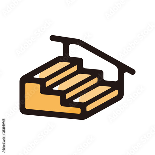 Stair with handrail illustration icon.Simple vector outline, clipart for graphic design.