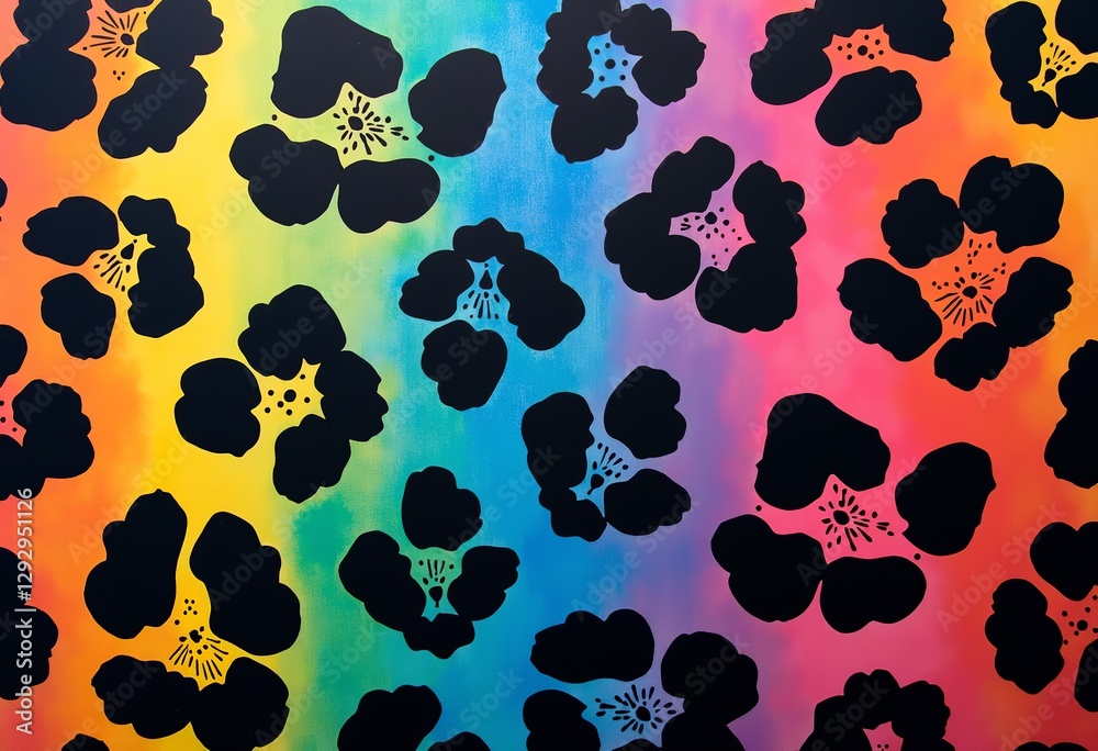 Fototapeta premium Rainbow Leopard Pattern: Stylish Fusion of Animal Print with a Gradient Rainbow Effect, Ideal for Modern Fashion, Unique Graphics, and Creative Designs.