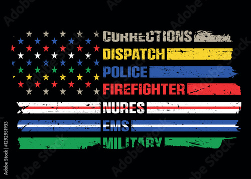 Grunge USA Flag for Heroes - Police, Firefighter, EMS & Corrections