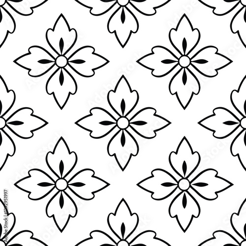Gold and black thin line seamless vector pattern. Geometric floral linear flower tile pattern. Luxurious oriental art deco texture background. Golden lines on white background wedding design.
