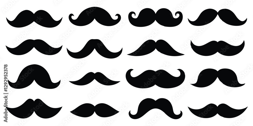 Black silhouette mustache icon vector illustration