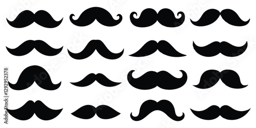Black silhouette mustache icon vector illustration