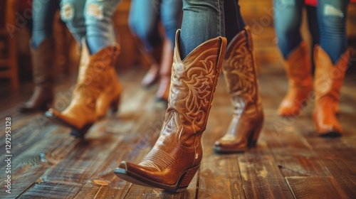 Brown Cowboy Boots on Wooden Floor During Leisure Activity